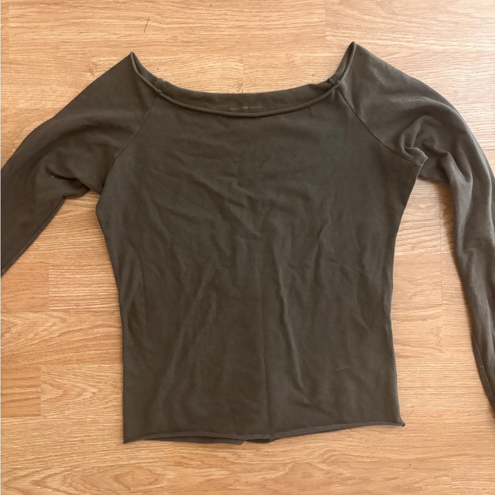 Brandy Melville Gray Fitted Long Sleeve Blouse